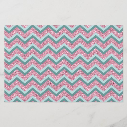 Rosa Glitzer ZigZag Muster Briefpapier (Vorderseite)