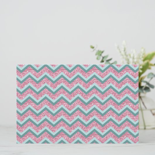 Rosa Glitzer ZigZag Muster Briefpapier (Stehend Vorderseite)