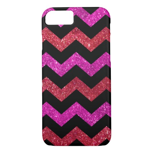 Rosa Glitzer Zigzag Muster Case-Mate iPhone Hülle (Rückseite)