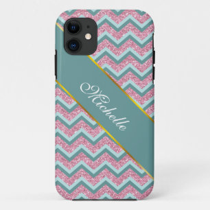 Rosa Glitzer ZigZag Muster Case-Mate iPhone Hülle