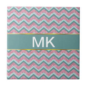 Rosa Glitzer ZigZag Muster Fliese