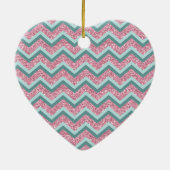 Rosa Glitzer ZigZag Muster Keramik Ornament (Hinten)