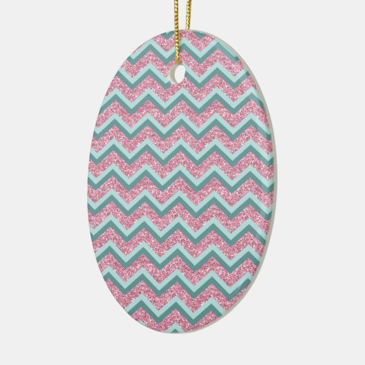 Rosa Glitzer ZigZag Muster Keramikornament (Links)