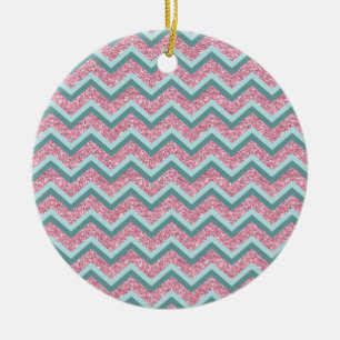 Rosa Glitzer ZigZag Muster Keramikornament