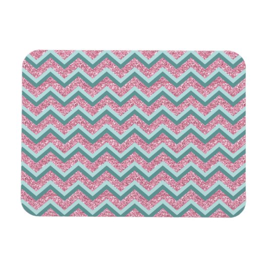 Rosa Glitzer ZigZag Muster Magnet (Horizontal)