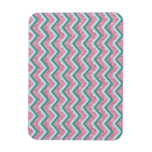 Rosa Glitzer ZigZag Muster Magnet (Vertikal)