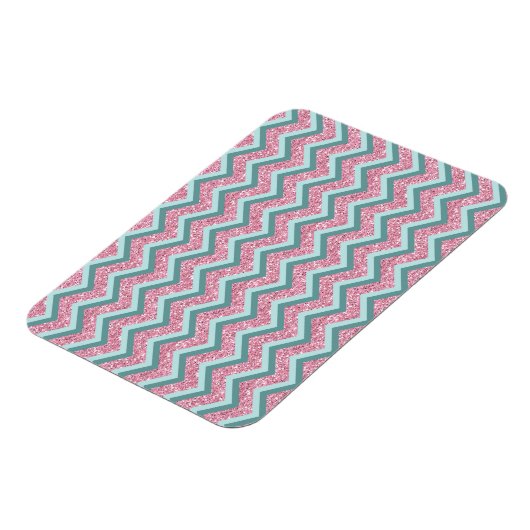 Rosa Glitzer ZigZag Muster Magnet (Linke Seite)