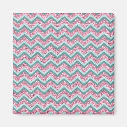 Rosa Glitzer ZigZag Muster Magnet (Vorne)