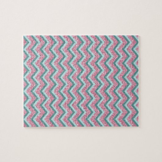 Rosa Glitzer ZigZag Muster Puzzle (Horizontal)