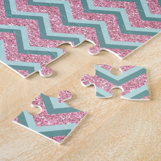 Rosa Glitzer ZigZag Muster Puzzle (Seite)