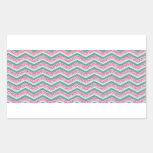 Rosa Glitzer ZigZag Muster Rechteckiger Aufkleber