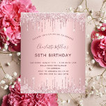 Rosa Glitzer zum Geburtstag staubige Rose Einladun Flyer<br><div class="desc">Bitte beachten Sie, dass diese Einladung auf Flyer Papier und sehr dünn ist. Umschläge sind nicht enthalten. Für dickere Einladungen (gleiche Gestaltung) besuchen Sie bitte unseren Shop Eine moderne, stilvolle und glamouröse Einladung für eine Frau 50. (oder jedes Alter) Geburtstagsfeier. Eine staubige Rose, rosa Imitate metallisch aussehend Hintergrund mit Imitaten...</div>
