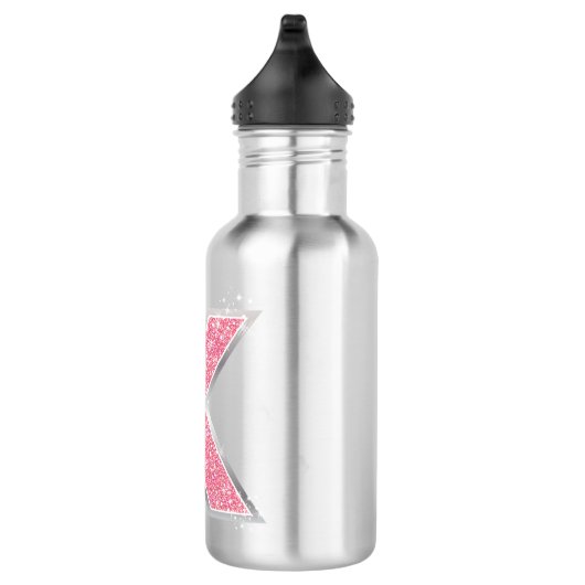 Rosa Glitzerbuchstabe K Edelstahlflasche (Rechts)