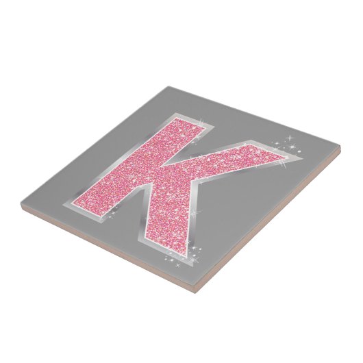 Rosa Glitzerbuchstabe K Fliese (Seite)