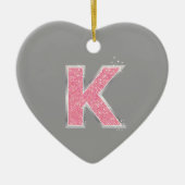 Rosa Glitzerbuchstabe K Keramik Ornament (Vorne)