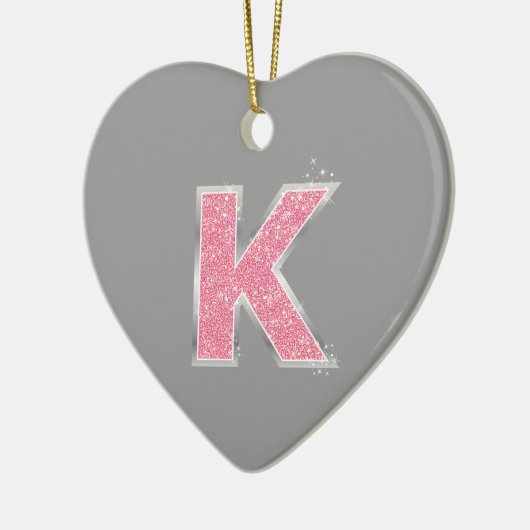 Rosa Glitzerbuchstabe K Keramik Ornament (Links)