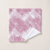 Rosa Glitzern auf Weiß. Badhandtuch Set (Waschlappen)