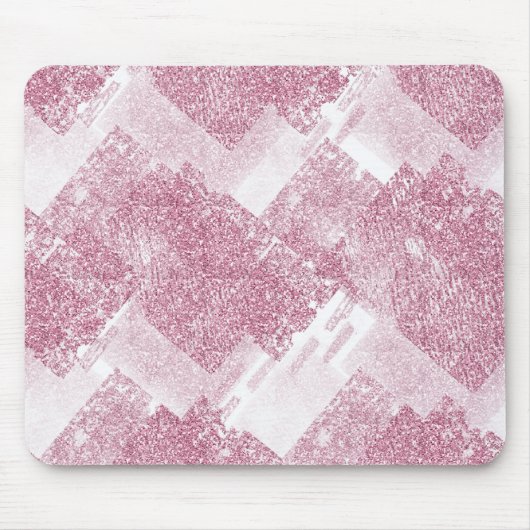 Rosa Glitzern auf Weiß. Mousepad (Vorne)