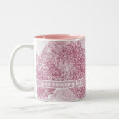 Rosa Glitzern auf Weiß. Zweifarbige Tasse (Links)