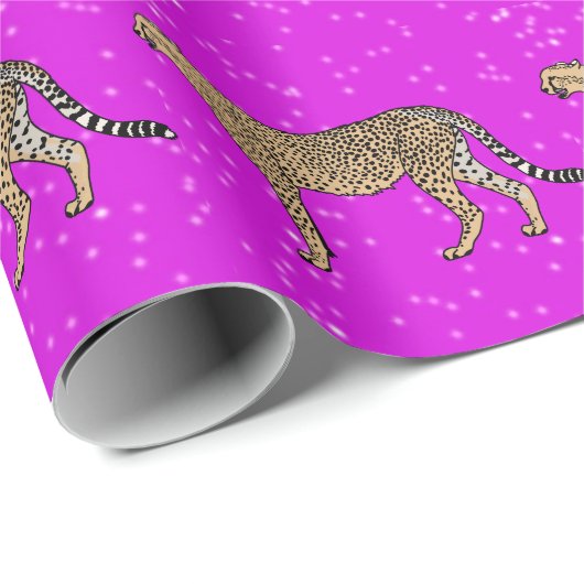 Rosa Glitzern Cheetah Geschenkpapier (Rolleneckpunkt)
