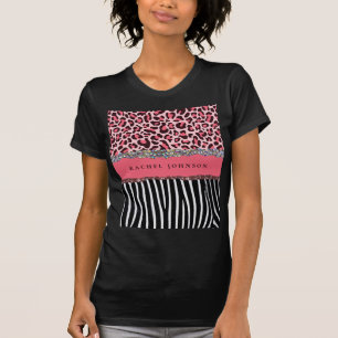 Rosa Glitzern Leopard Druck Mädchenhaft Laut T-Shirt