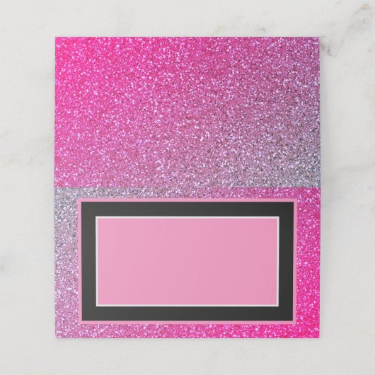 Rosa Glitzern Platzkarte (Außenseite Aufgefaltet)
