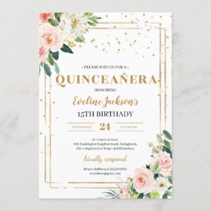Rosa Glitzern-Quinceanera Einladung