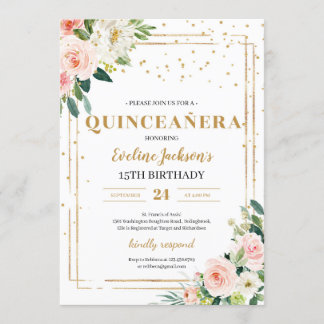 Rosa Glitzern-Quinceanera Einladung