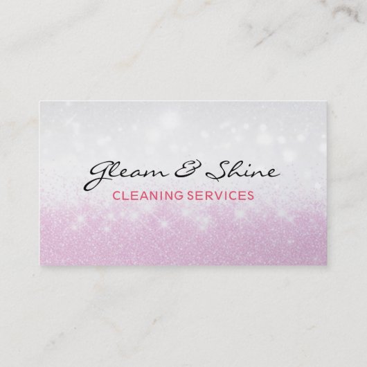 Rosa Glitzern Reiniger Reinigung Ladenservice Visitenkarte (Rückseite)