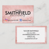 Rosa Glitzern Seidenhaare und Makeup Trendy Visitenkarte (Vorne/Hinten)