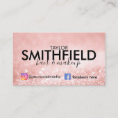 Rosa Glitzern Seidenhaare und Makeup Trendy Visitenkarte (Vorderseite)