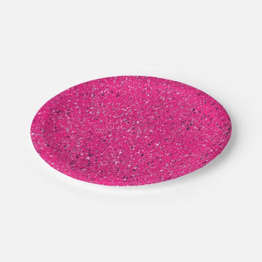 Rosa Glitzern Terrazzo Print Pappteller (Schrägansicht)