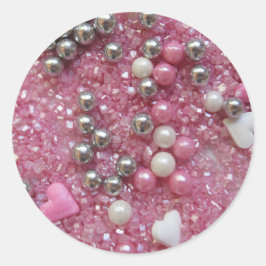 Rosa Glitzern und Liebe-Herzen Runder Aufkleber