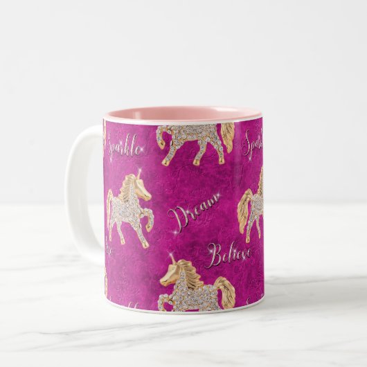 Rosa Glitzern Zweifarbige Tasse (Vorderseite Links)