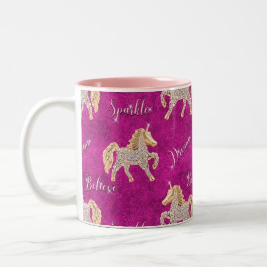 Rosa Glitzern Zweifarbige Tasse (Links)