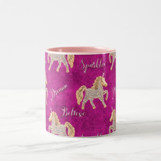 Rosa Glitzern Zweifarbige Tasse (Mittel)