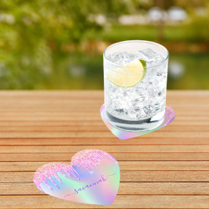 Rosa-glitzernd irisierendes roségold-regenbogen-Ge Untersetzer