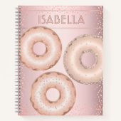 Rosa glitzernde Donuts moderner trendiger Name Notizblock (Vorderseite)