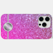Rosa glitzernde Glitter-Monogramm-Handyhülle Case-Mate iPhone Hülle (Rückseite (Horizontal))