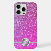 Rosa glitzernde Glitter-Monogramm-Handyhülle iPhone Hülle (Rückseite)