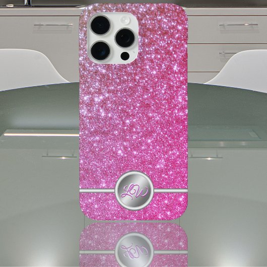 Rosa glitzernde Glitter-Monogramm-Handyhülle iPhone Hülle