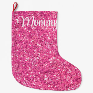 Rosa glitzernde Glittermuster             Großer Weihnachtsstrumpf