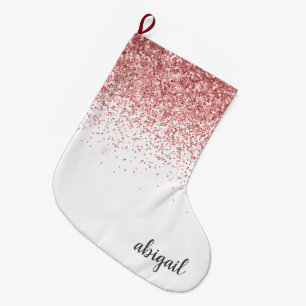Rosa Glitzernde Mädchen-Monogramm-Name Großer Weihnachtsstrumpf