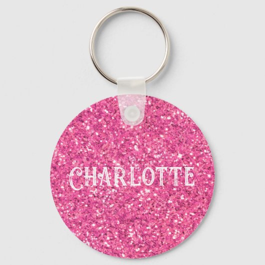 Rosa glitzernder Glitzer Muster Schlüsselanhänger (Vorderseite)
