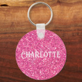 Rosa glitzernder Glitzer Muster Schlüsselanhänger (Vorderseite)