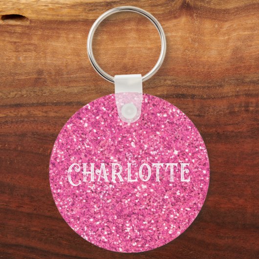 Rosa glitzernder Glitzer Muster Schlüsselanhänger (Vorderseite)