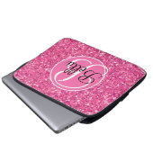Rosa glitzerndes Glitzer mit Monogramm Laptopschutzhülle (Vorne Knopf)