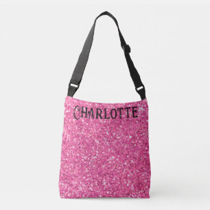 Rosa glitzerndes Glitzer-Muster Kreuzsack Tragetaschen Mit Langen Trägern