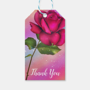 Rosa Glitzerrose Regenbogen Pastell Geburtstagsfei Geschenkanhänger