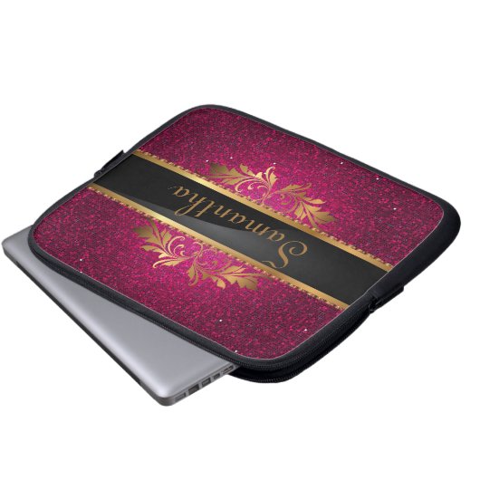 Rosa Glitzersequin-Discoglitz-schützender Fall Laptopschutzhülle (Vorne Knopf)